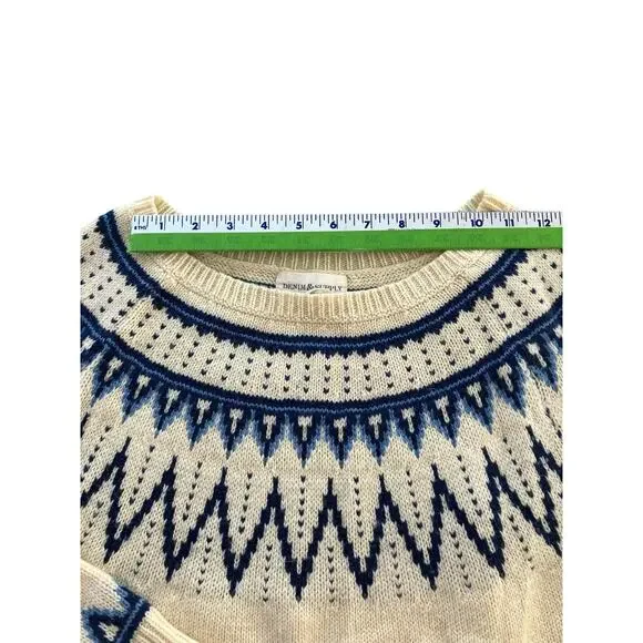 Ralph Lauren Nordic Sweater Pullover Knit Wool Blend Jumper Off White Blue - Picture 5 of 8